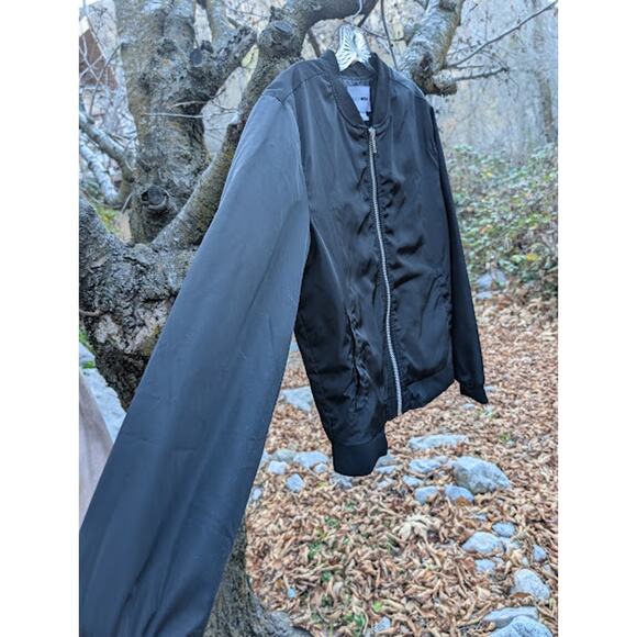 FASHION NOVA MEN- black men's zip-up jacket sz Medium Bomber jacket - Picture 3 of 8